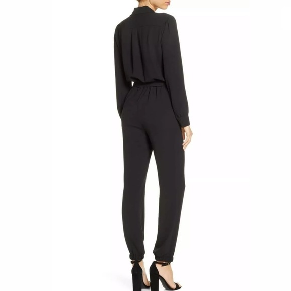 Fraiche By J Utility Long Sleeve Jumpsuit In Black - Picture 2 of 9